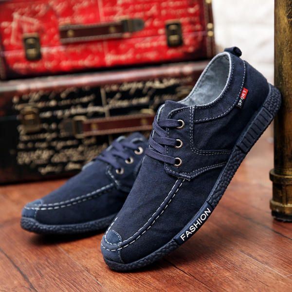 Heren Denim Doek Flats Ademende Loafers