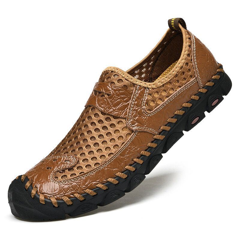 Heren Echt Leer Ademend Teen Beschermd Antislip Zachte Casual Outdoor Schoenen