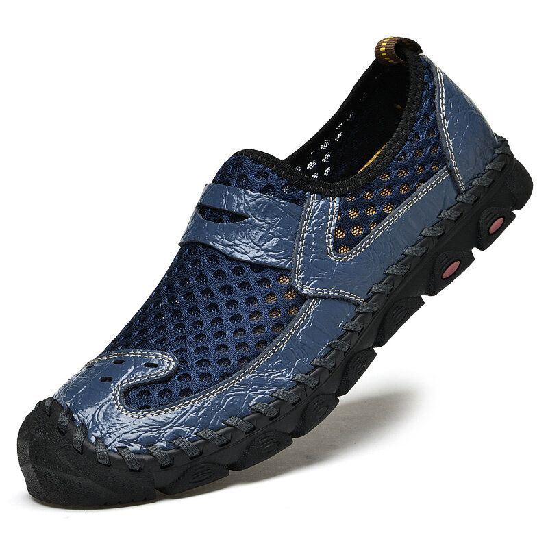 Heren Echt Leer Ademend Teen Beschermd Antislip Zachte Casual Outdoor Schoenen