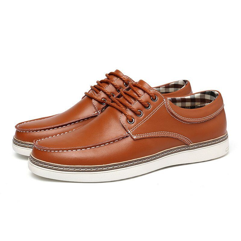 Heren Echt Leer Ademend Zachte Zool Lace Up Business Casual Court Shoes