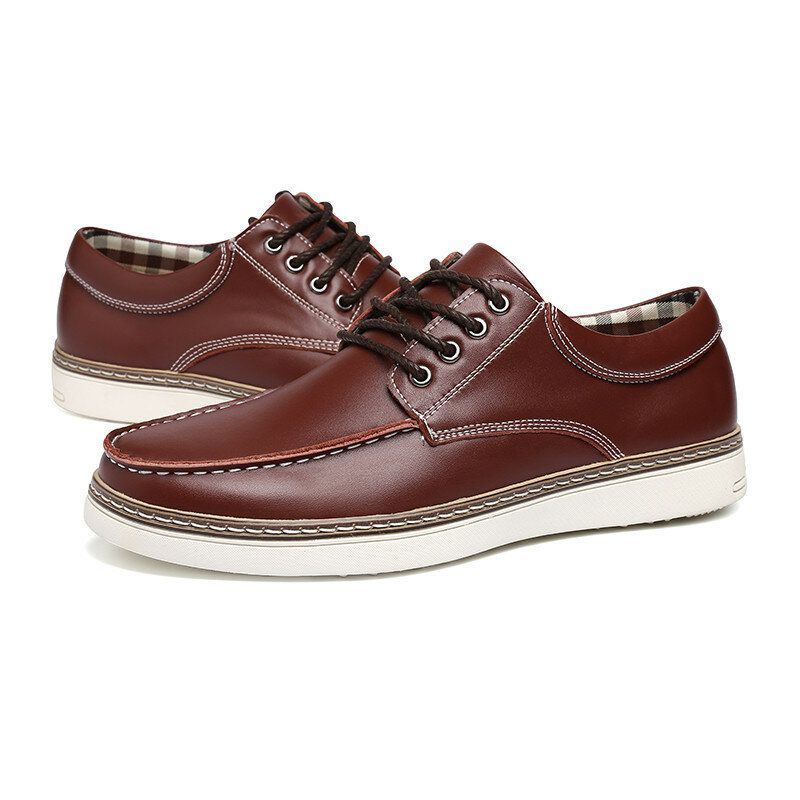 Heren Echt Leer Ademend Zachte Zool Lace Up Business Casual Court Shoes