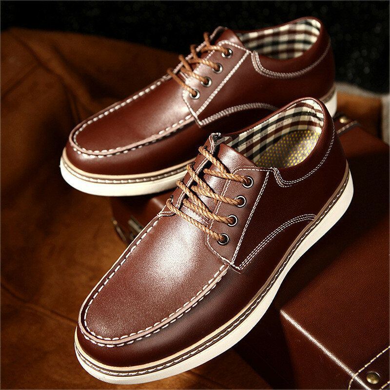 Heren Echt Leer Ademend Zachte Zool Lace Up Business Casual Court Shoes