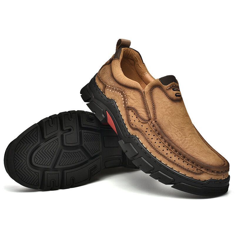 Heren Echt Leer Antislip Ademende Comfortabele Instappers Outdoor Wandelschoenen