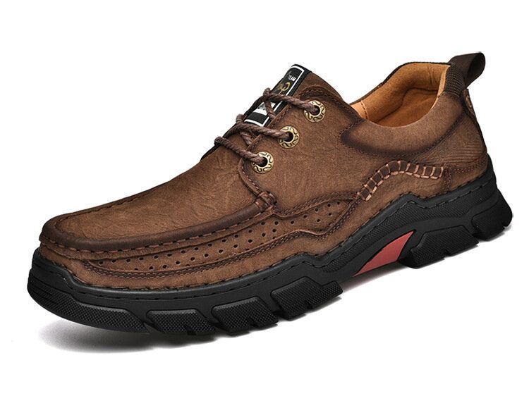 Heren Echt Leer Antislip Ademende Comfortabele Outdoor Wandelschoenen