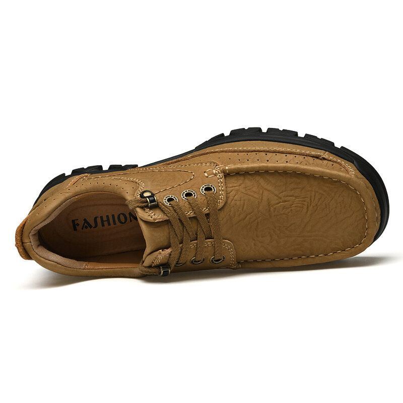 Heren Echt Leer Antislip Soft Sole Lace-up Casual Schoenen