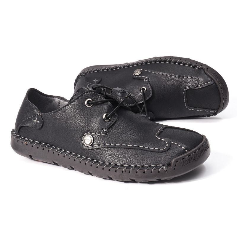 Heren Echt Leer Hand Stiksels Antislip Zachte Casual Lente Flats