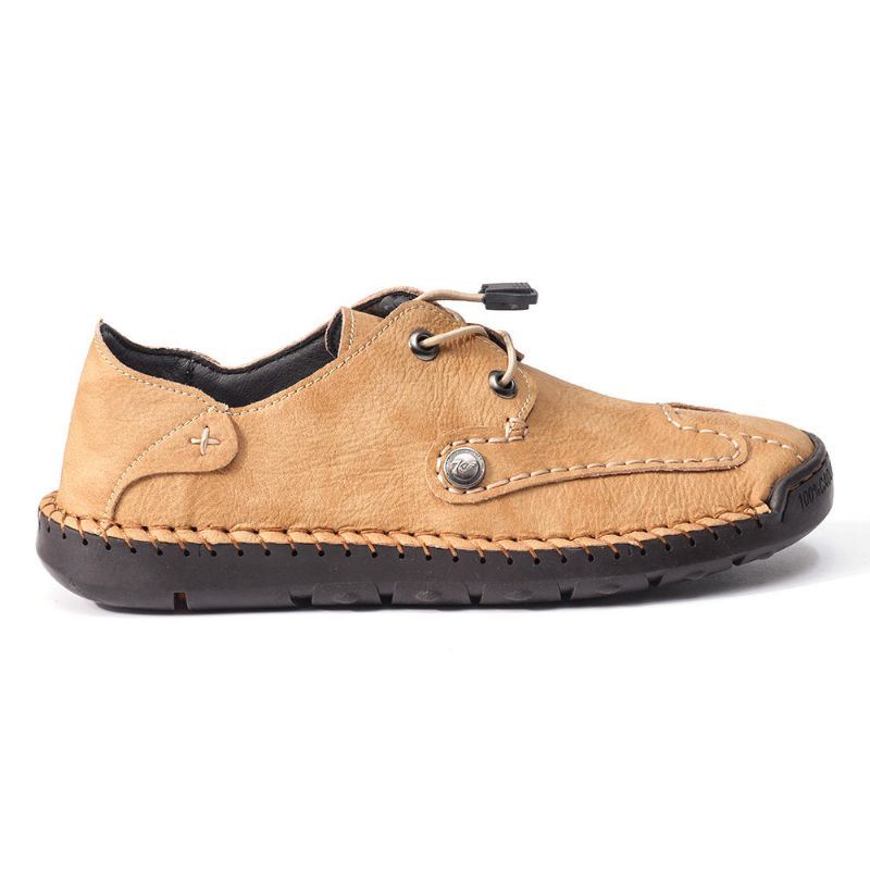 Heren Echt Leer Hand Stiksels Antislip Zachte Casual Lente Flats