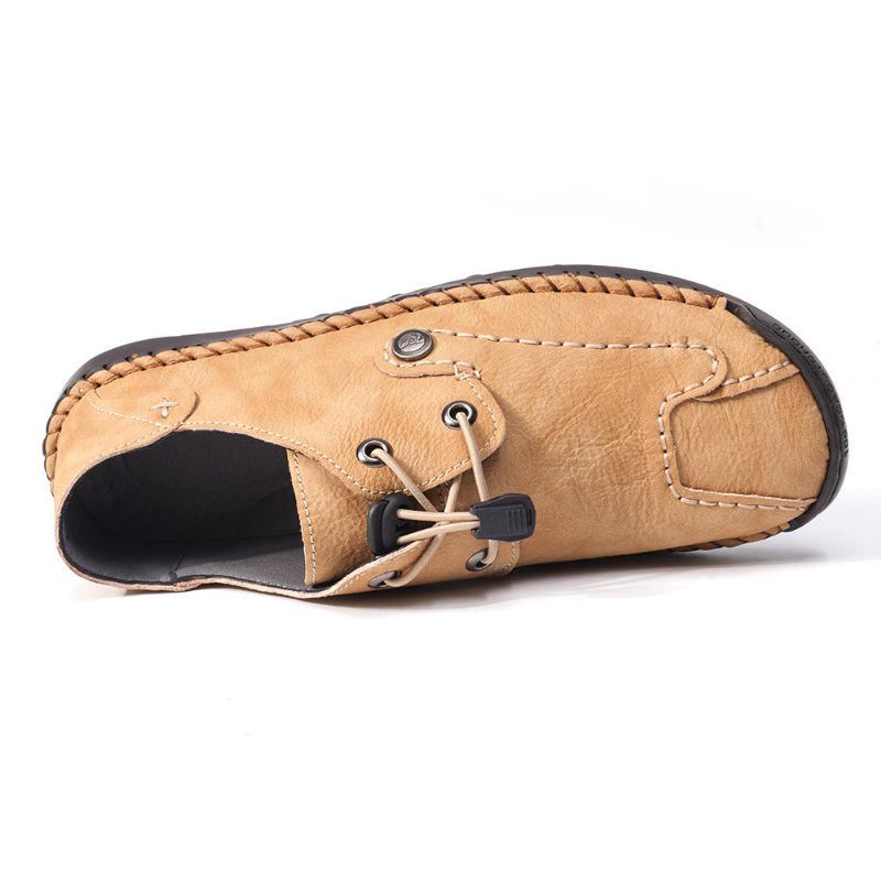 Heren Echt Leer Hand Stiksels Antislip Zachte Casual Lente Flats