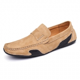 Heren Echt Leer Slip Op Antislip Zachte Casual Flats