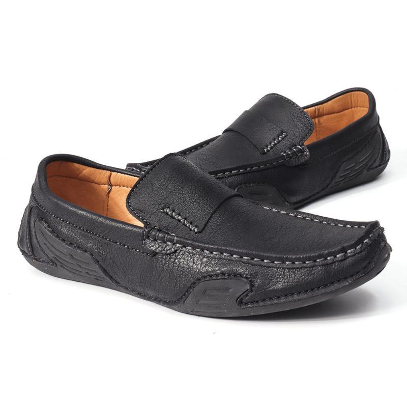 Heren Echt Leer Slip Op Antislip Zachte Casual Flats