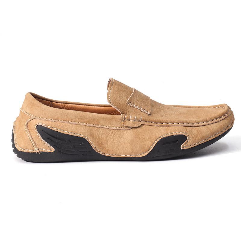 Heren Echt Leer Slip Op Antislip Zachte Casual Flats