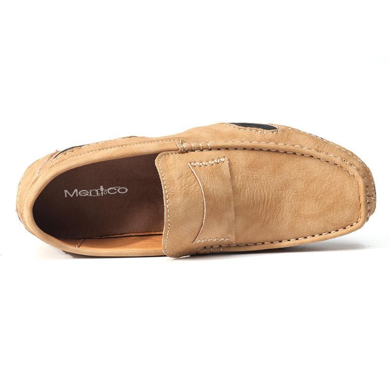 Heren Echt Leer Slip Op Antislip Zachte Casual Flats