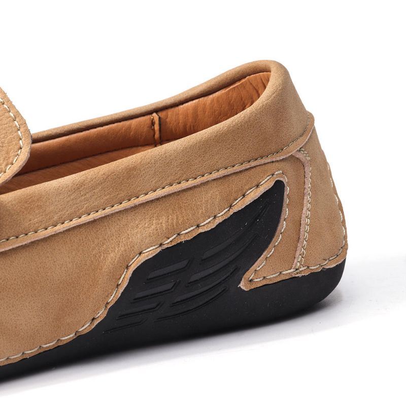 Heren Echt Leer Slip Op Antislip Zachte Casual Flats