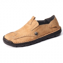 Heren Echt Leer Zachte Hand Stiksels Slip On Antislip Casual Flats Lente Schoenen