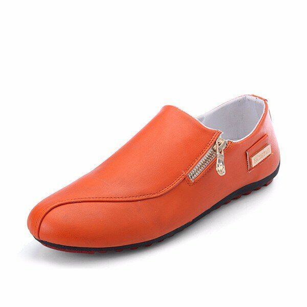 Heren Flats Schoenen Slip On Casual Comfortabele Leren Rits Loafers Schoenen