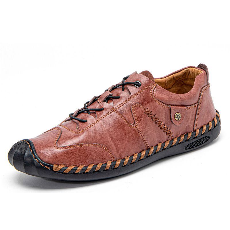 Heren Handstiksels Comfortabele Antislip Brede Fit Elastische Casual Schoenen Met Veters