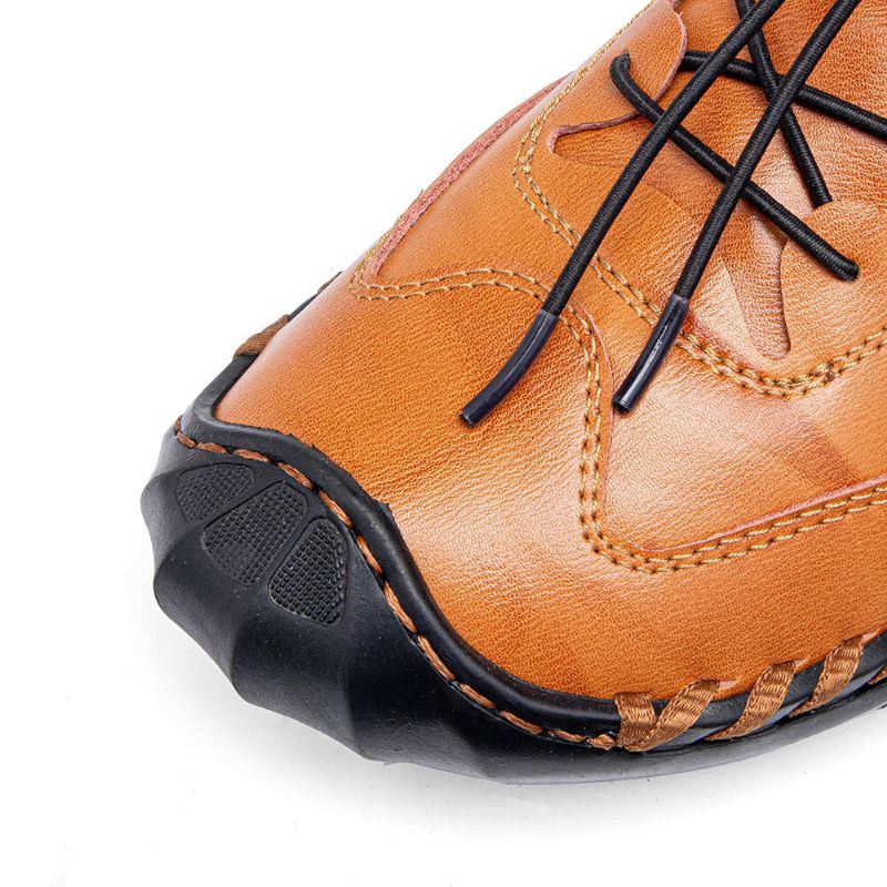 Heren Handstiksels Comfortabele Antislip Brede Fit Elastische Casual Schoenen Met Veters