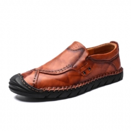 Heren Handstiksels Comfortabele Antislip Draagbare Zool Zakelijke Casual Leren Schoenen