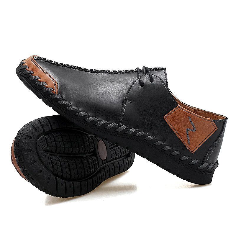 Heren Handstiksels Koe Leer Comfortabele Zachte Zool Casual Schoenen