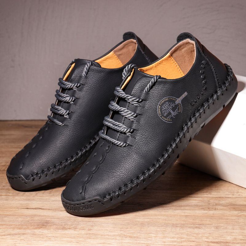 Heren Handstiksels Microfiber Soft Sole Casual Leren Schoenen