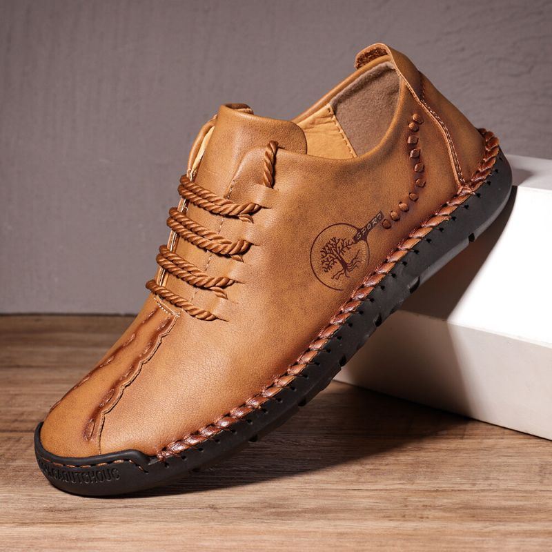 Heren Handstiksels Microfiber Soft Sole Casual Leren Schoenen