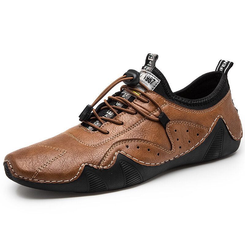 Heren Handstiksels Microrfiber Leer Ademend Antislip Soft Casual Driving Shoes