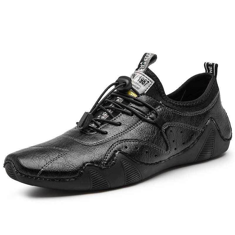 Heren Handstiksels Microrfiber Leer Ademend Antislip Soft Casual Driving Shoes