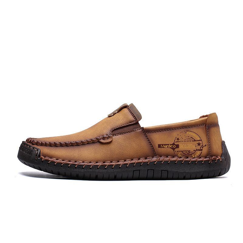 Heren Handstiksels Non-slip Casual Slip On Leren Flats