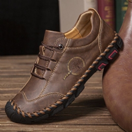 Heren Handstiksels Zachte Antislip Casual Leren Schoenen