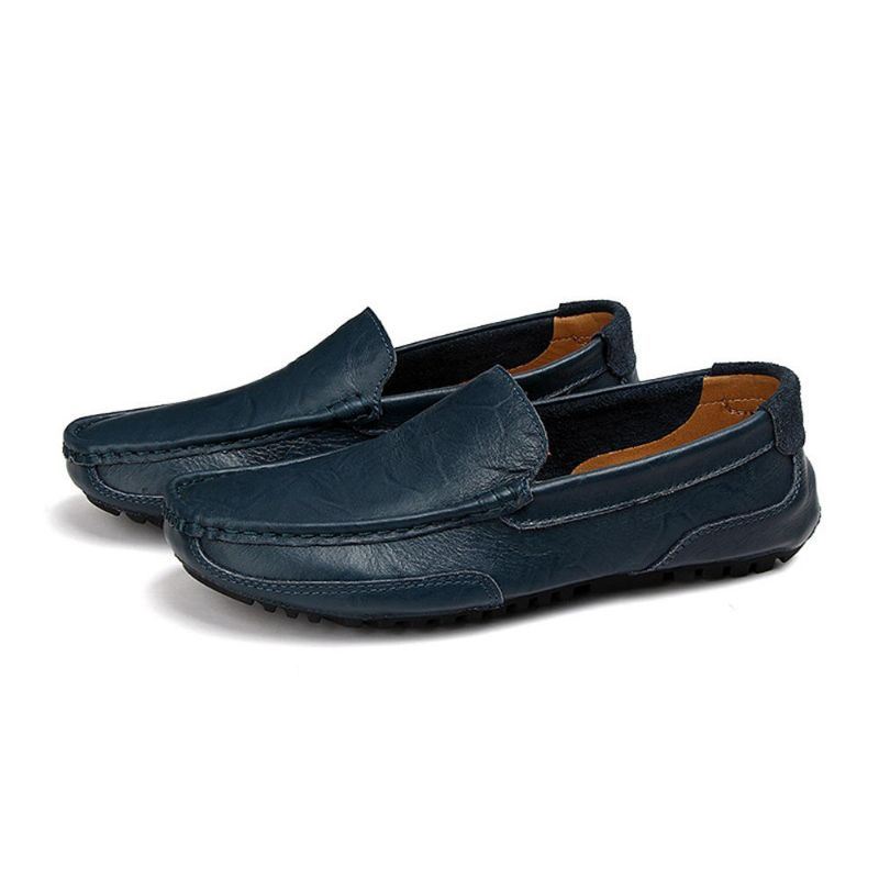 Heren Koeienhuid Casual Lichtgewicht Zachte Zolen Lopen Slip Op Flats