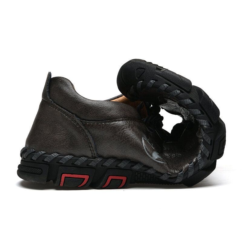 Heren Koeienhuid Handstiksels Ademend Zachte Zool Teen Beschermd Casual Outdoor Schoenen