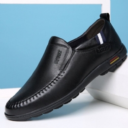 Heren Koeienhuid Uitgehold Ademend Zachte Bodem Slip On Casual Leren Schoenen