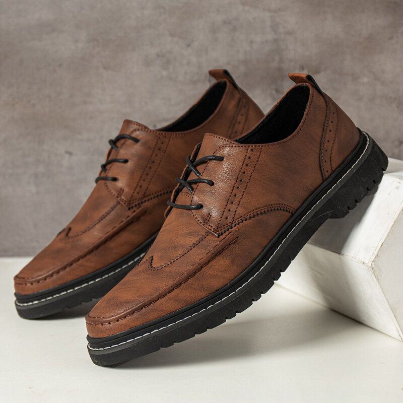 Heren Lederen Ademende Zachte Zool Retro Korte Engeland Stijl Casual Zakelijke Schoenen