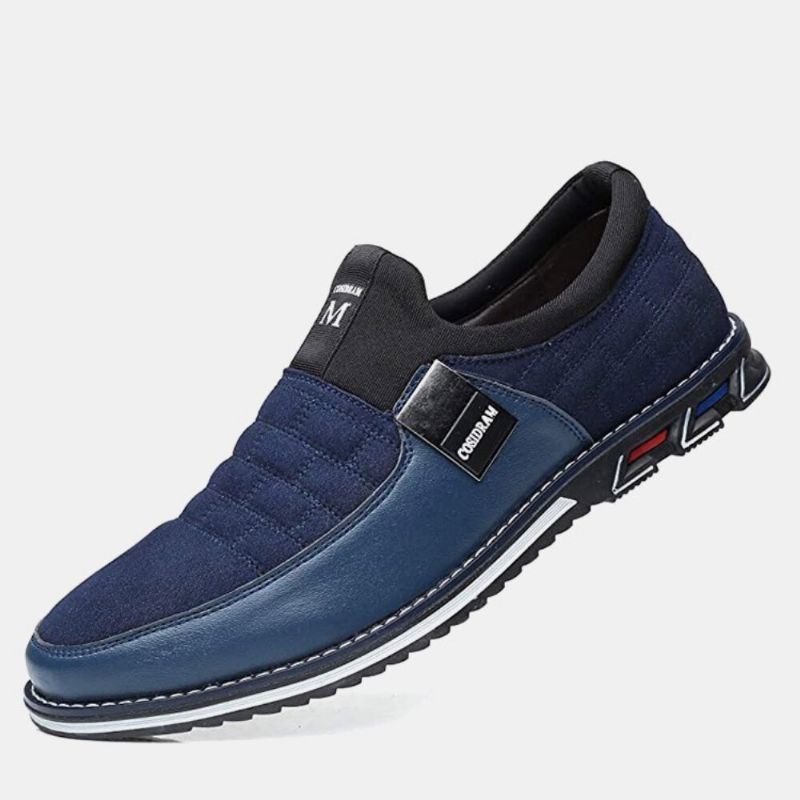 Heren Leer Ademend Zachte Zool Suède Splicing Korte Slip On Casual Zakelijke Schoenen