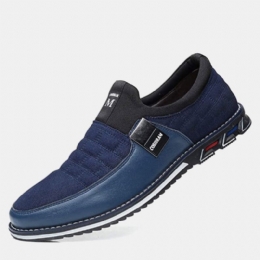 Heren Leer Ademend Zachte Zool Suède Splicing Korte Slip On Casual Zakelijke Schoenen