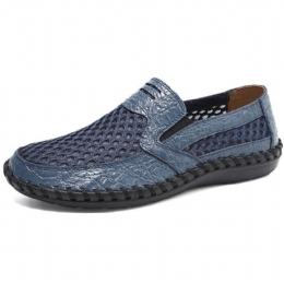 Heren Leer Mesh Ademend Antislip Handstiksels Comfortabele Casual Zakelijke Schoenen