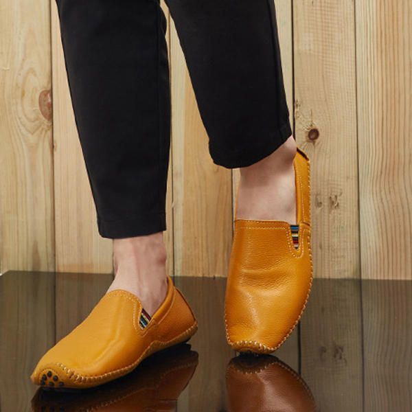 Heren Leren Casual Outdoor Rijden Slip Op Flats Loafers Schoenen