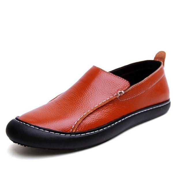 Heren Leren Casual Outdoor Slip On Zachte Mode Platte Loafers