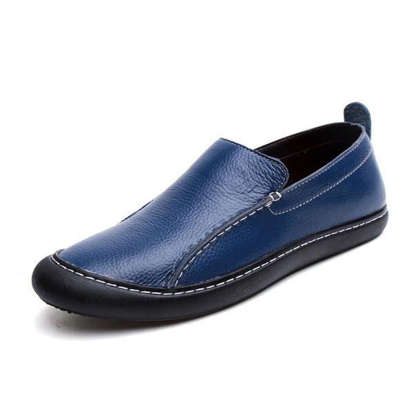 Heren Leren Casual Outdoor Slip On Zachte Mode Platte Loafers