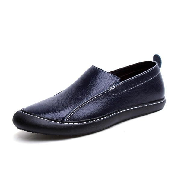 Heren Leren Casual Outdoor Slip On Zachte Mode Platte Loafers