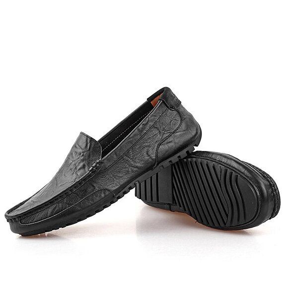 Heren Leren Casual Rijden Slip On Outdoor Platte Zachte Comfortabele Loafers Schoenen