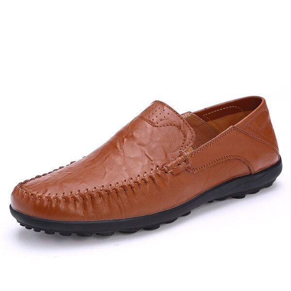 Heren Leren Platte Casual Zachte Outdoor Ademende Flats Loafers Schoenen