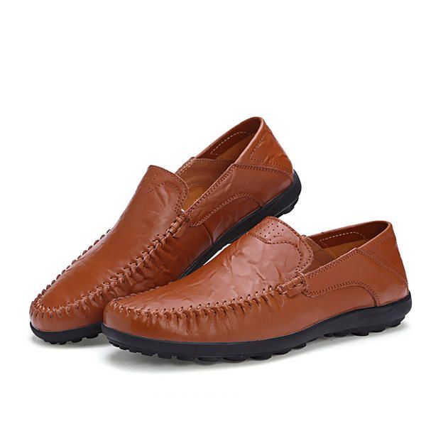 Heren Leren Platte Casual Zachte Outdoor Ademende Flats Loafers Schoenen