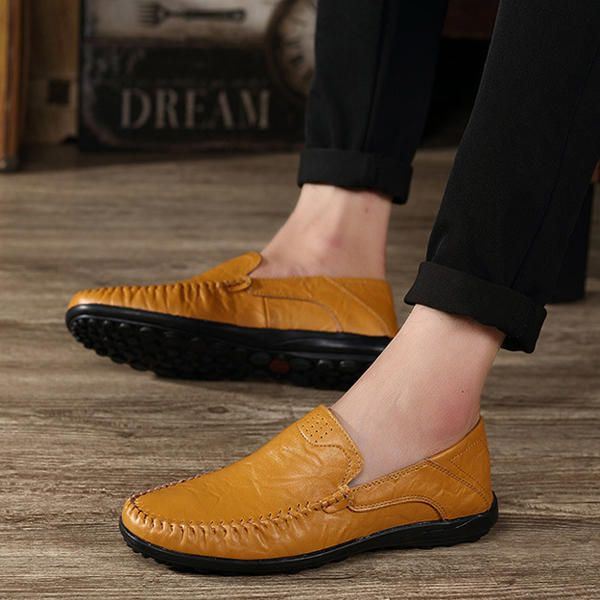 Heren Leren Platte Casual Zachte Outdoor Ademende Flats Loafers Schoenen