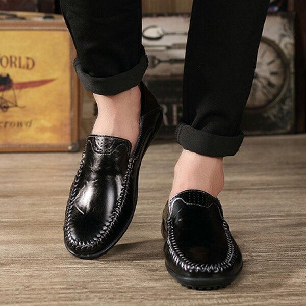 Heren Leren Platte Casual Zachte Outdoor Ademende Flats Loafers Schoenen