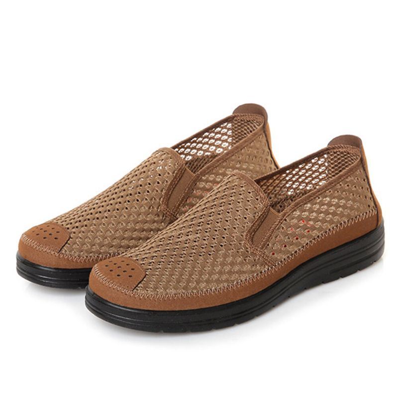 Heren Mesh Ademend Antislip Comfortabele Bodem Slip Op Oude Peking Casual Schoenen