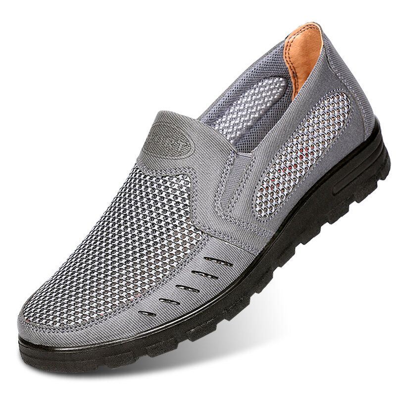 Heren Mesh Ademend Uitgehold Non-slip Soft Sole Slip On Casual Schoenen