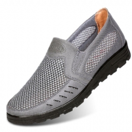 Heren Mesh Ademend Uitgehold Non-slip Soft Sole Slip On Casual Schoenen