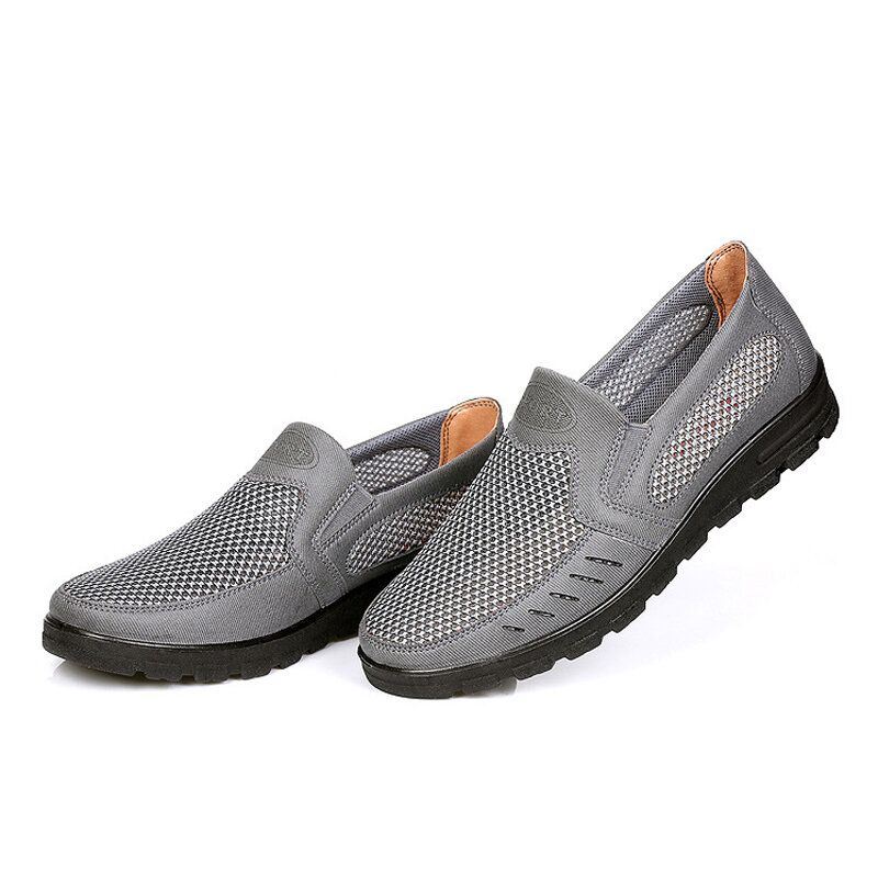 Heren Mesh Ademend Uitgehold Non-slip Soft Sole Slip On Casual Schoenen