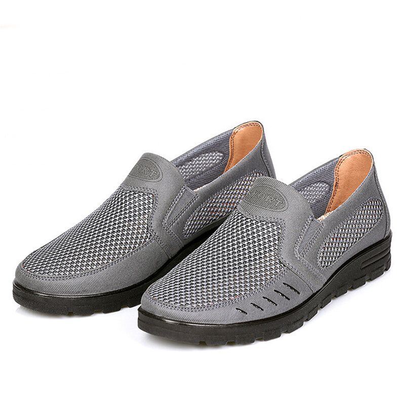 Heren Mesh Ademend Uitgehold Non-slip Soft Sole Slip On Casual Schoenen